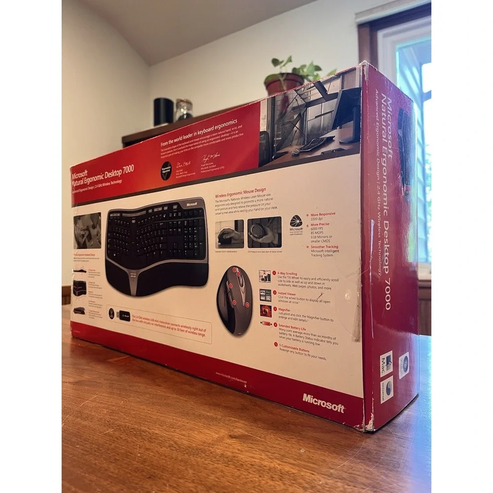Microsoft Natural Ergonomic Desktop 7000 Wireless Keyboard & Mouse Set NEW